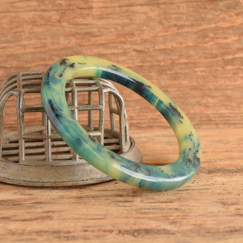 Blue Custard Marbled Bakelite Bangle